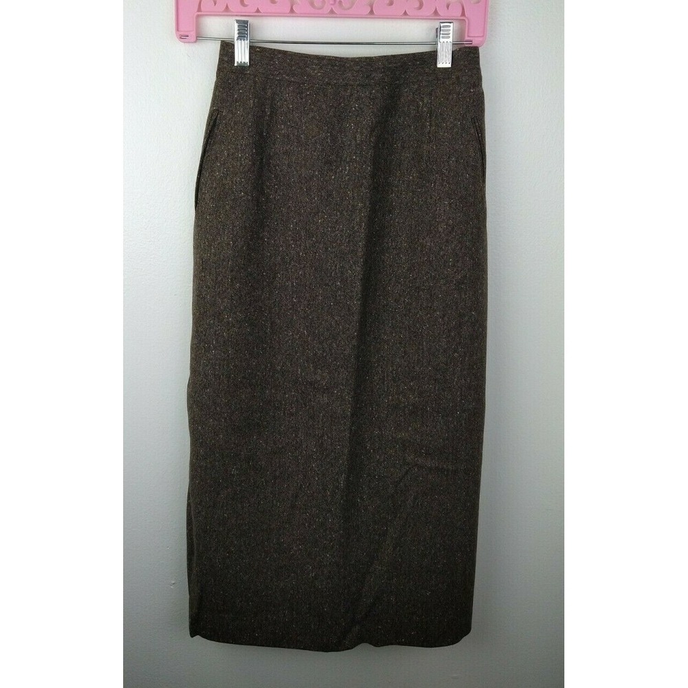 Vtg Burberry's tweed pencil Skirt made in Italy wool luxury classic women Small